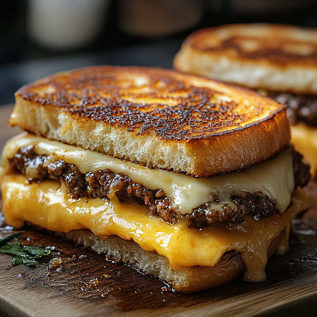 Patty Melts on Toasted Bread