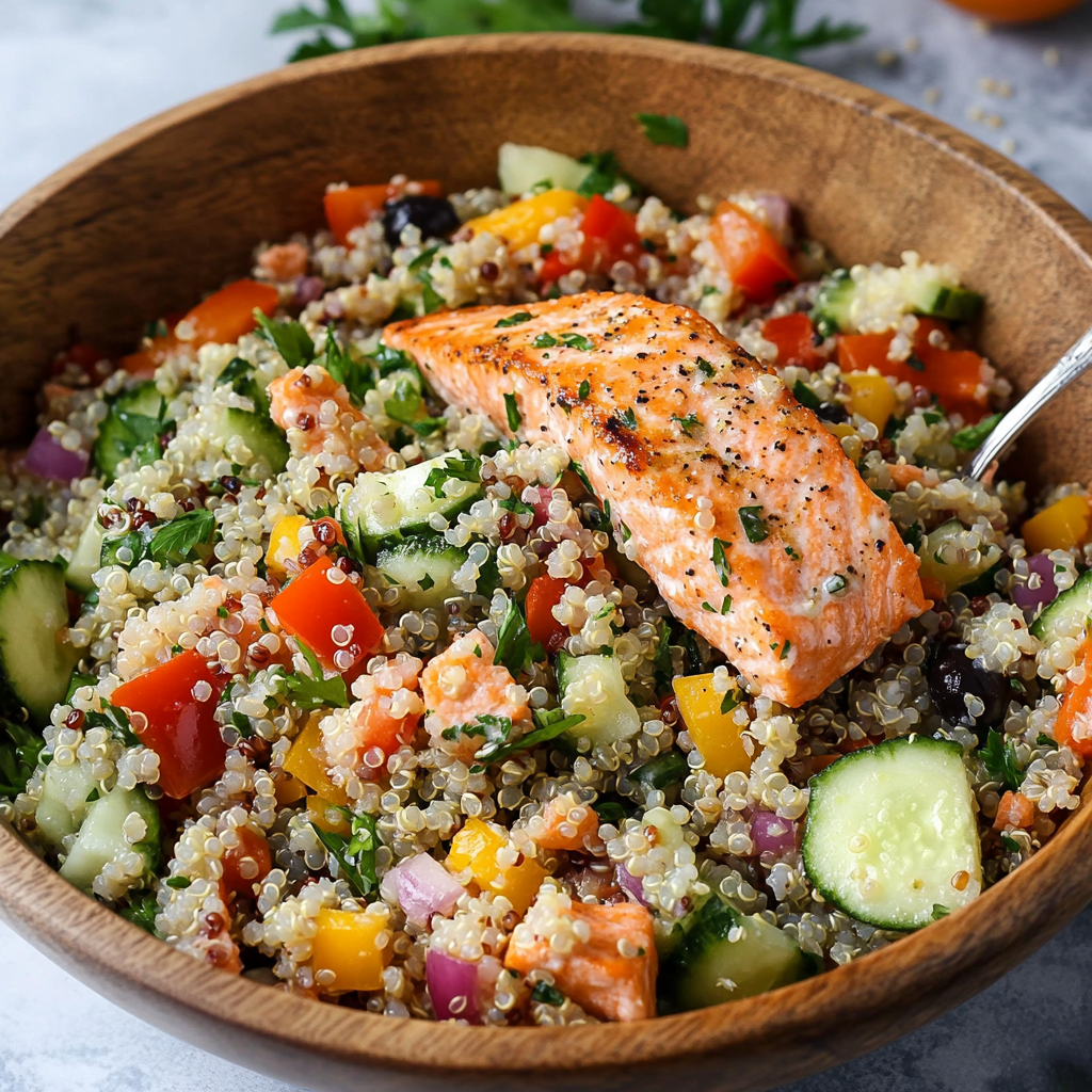 Greek Salmon Quinoa Salad