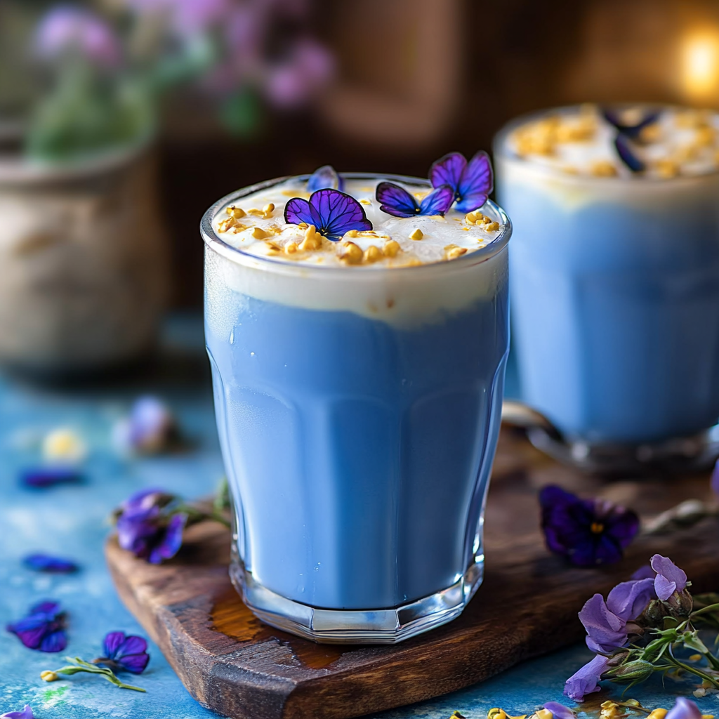 Iced Butterfly Pea Flower Tea Latte