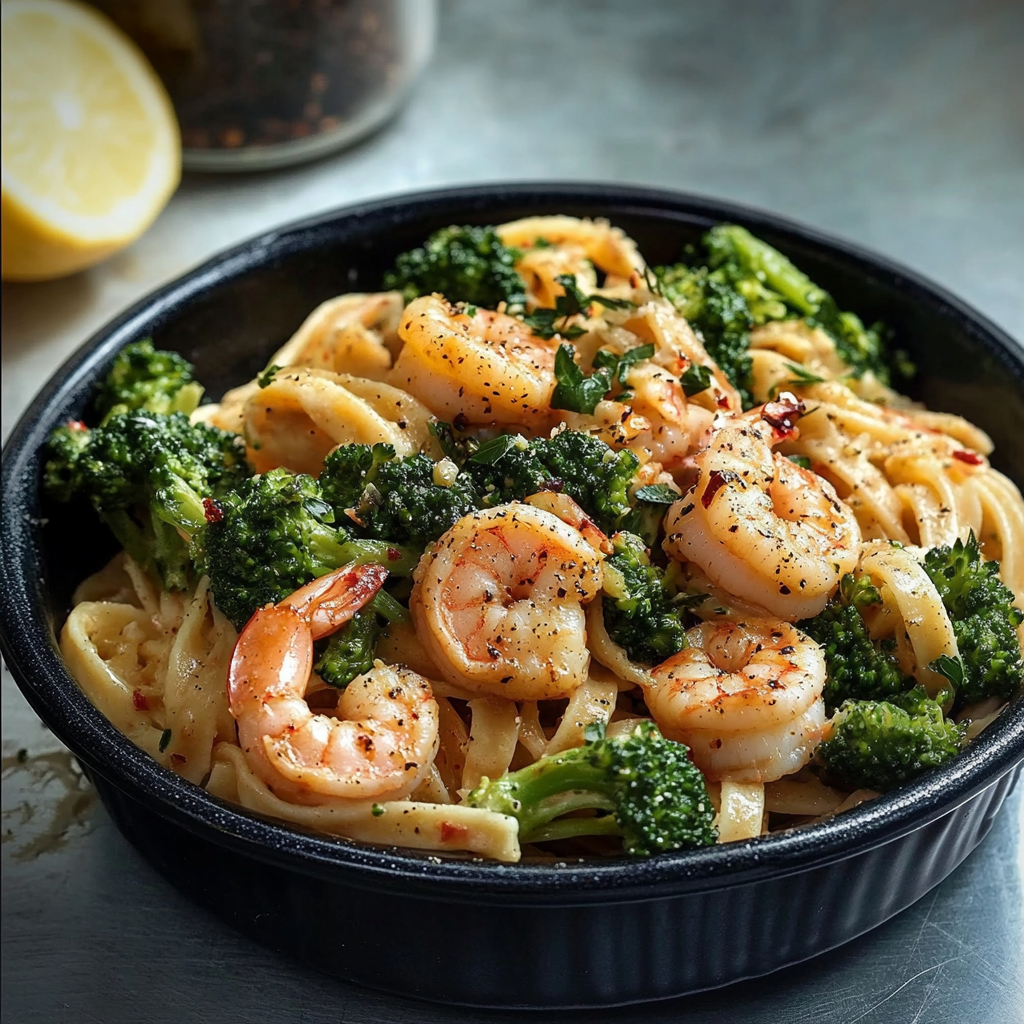 Lemon Pepper Shrimp and Broccoli Pasta
