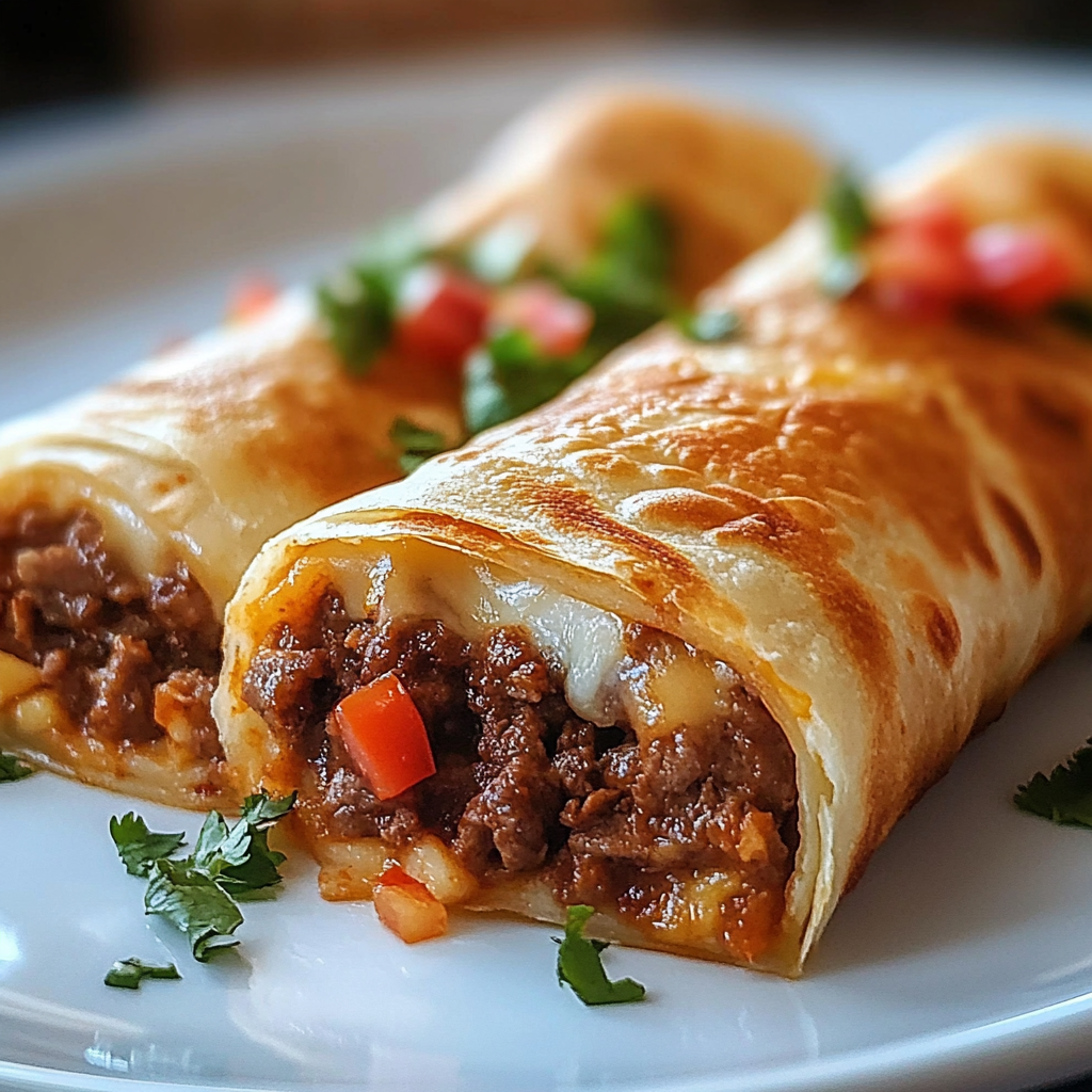 Beef and Cheese Chimichangas Dish