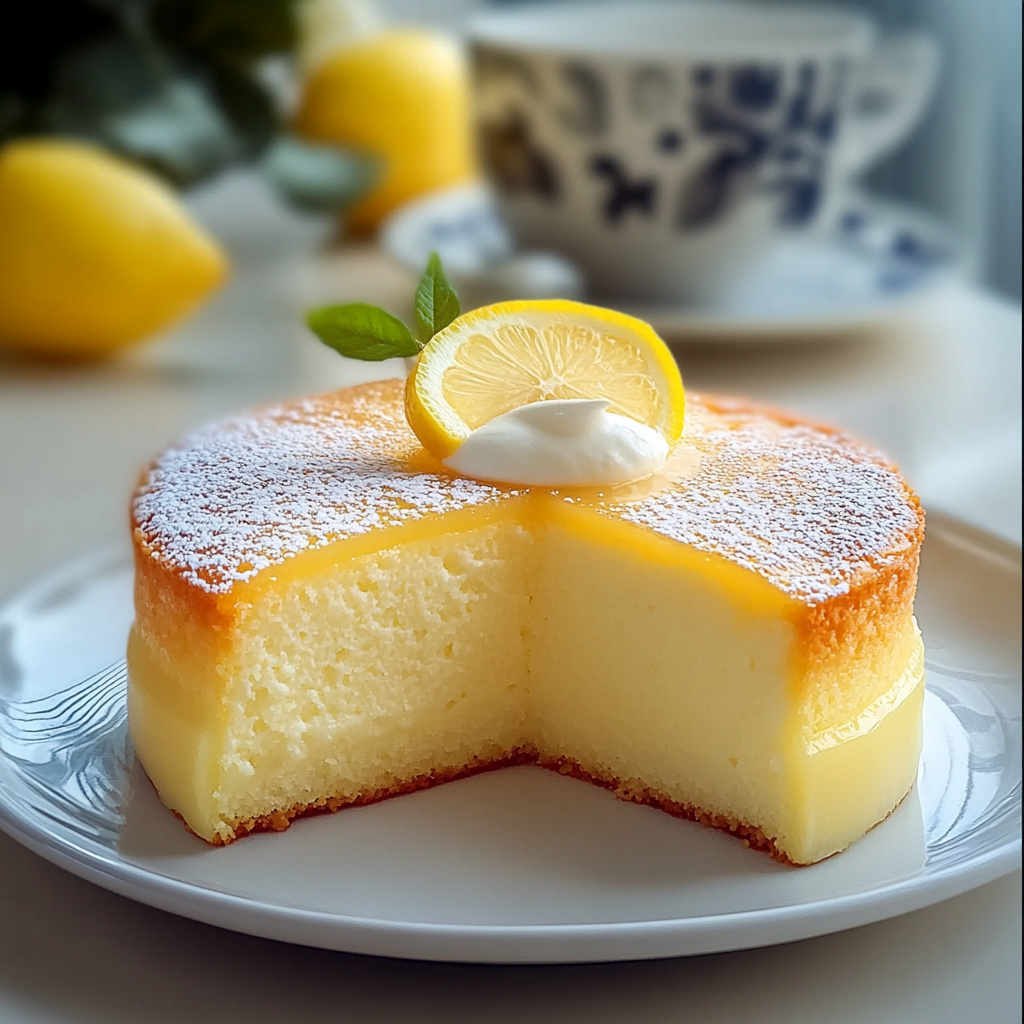 Lemon Custard Cake Freshly Baked