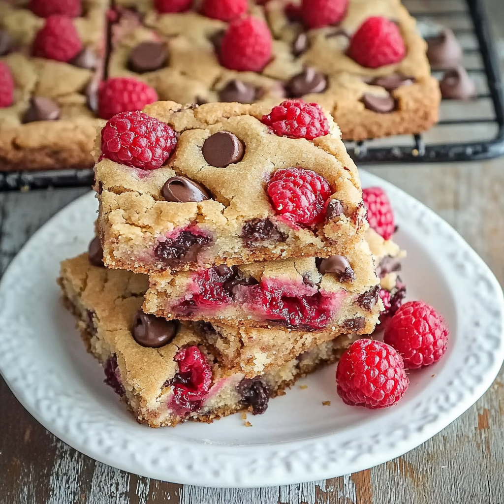Raspberry and Chocolate Chip Cookies Bars
