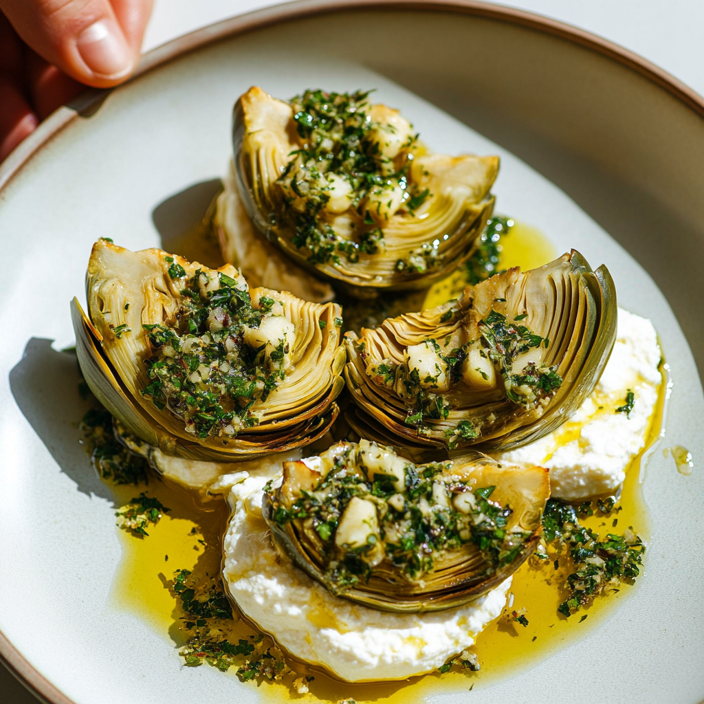 Artichokes on Whipped Ricotta