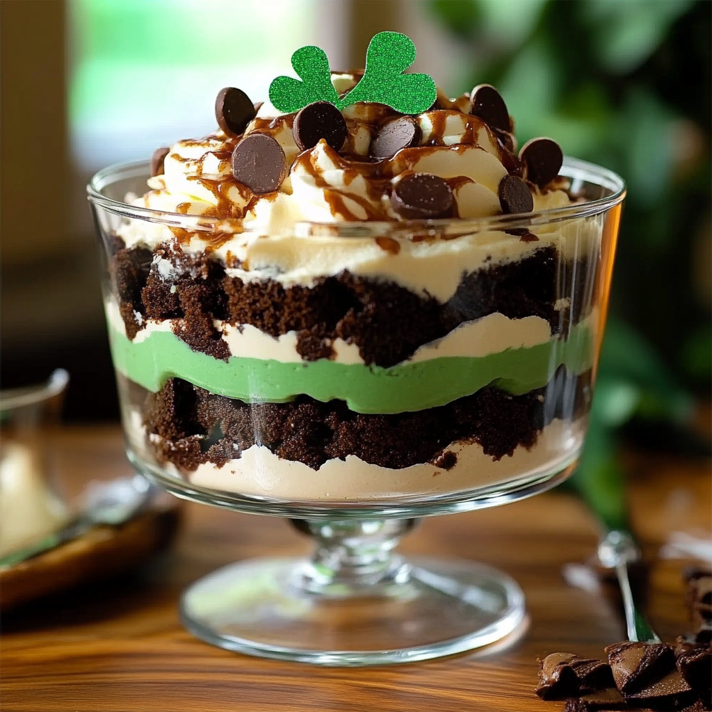 St. Patrick's Day Brownie Trifle