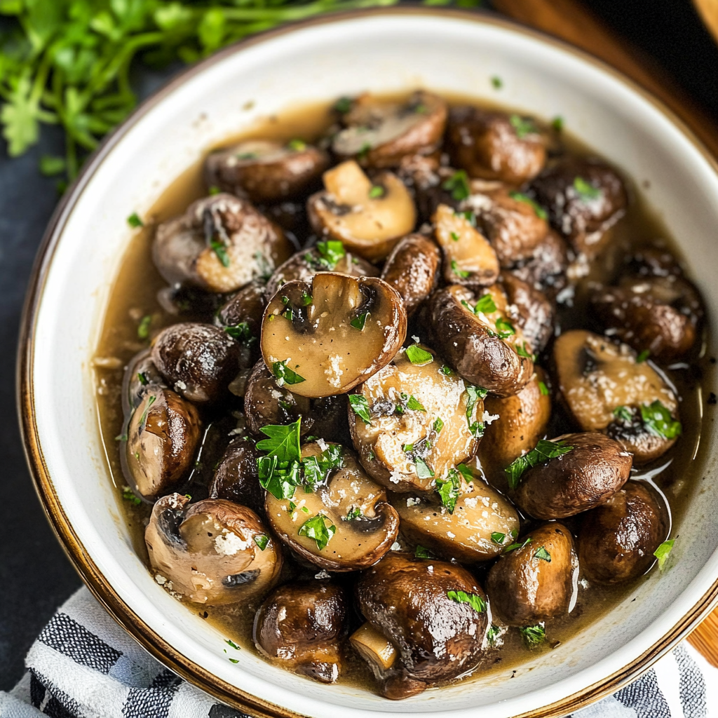 Crockpot Garlic Parmesan Mushrooms
