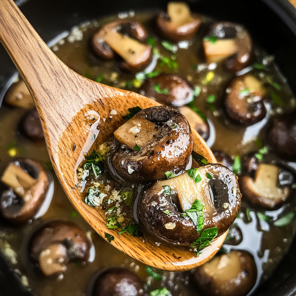 Crockpot Garlic Parmesan Mushrooms