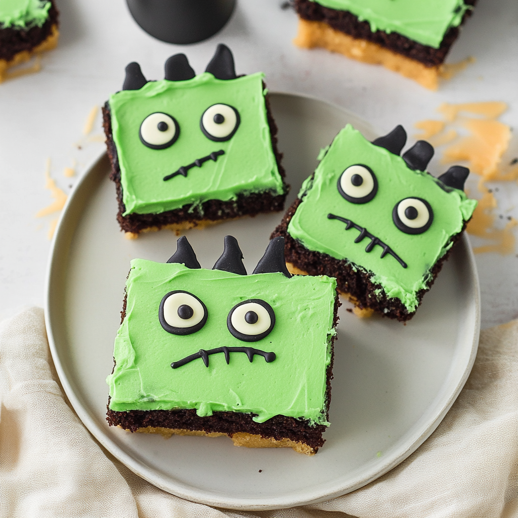 Cute Frankenstein Cookie Bars 1