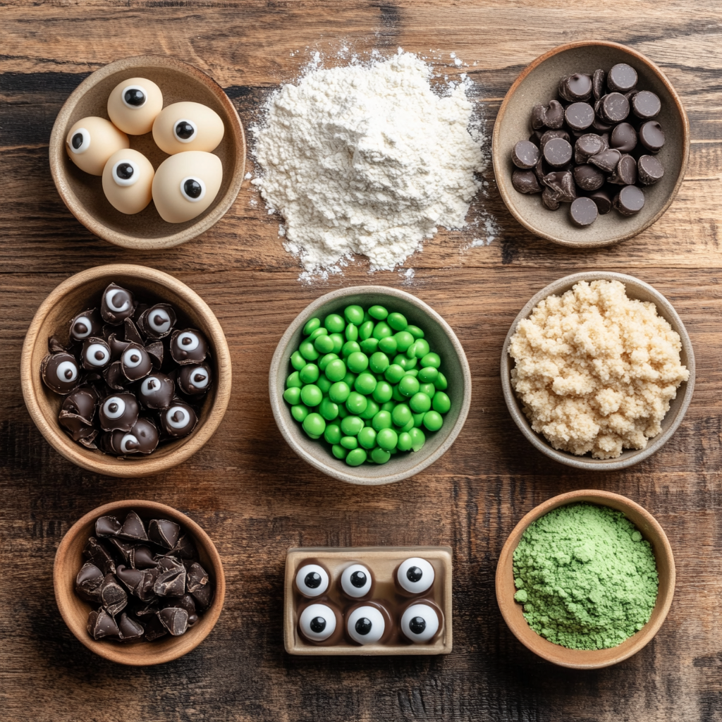 Cute Frankenstein Cookie Bars ingredients