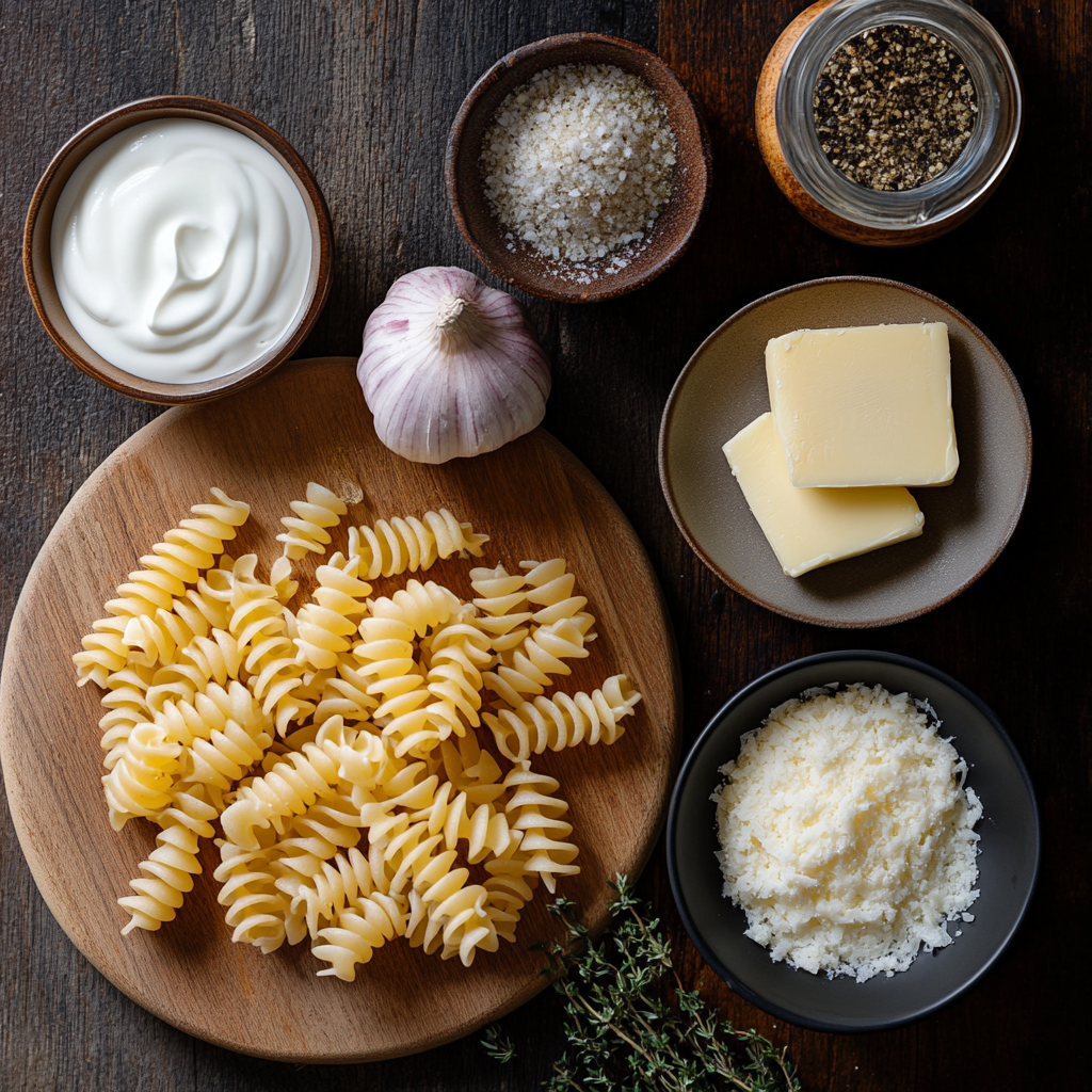 One Pot French Onion Pasta ingredients