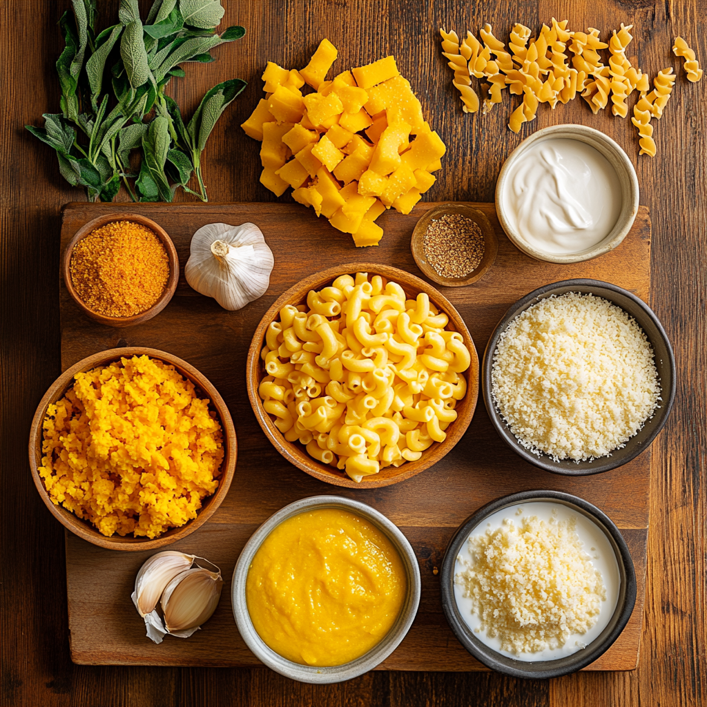 Pumpkin Macaroni and Cheese ingredients
