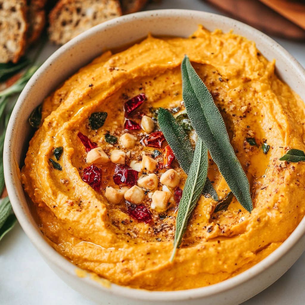 Pumpkin Whipped Feta Dip with Crispy Sage