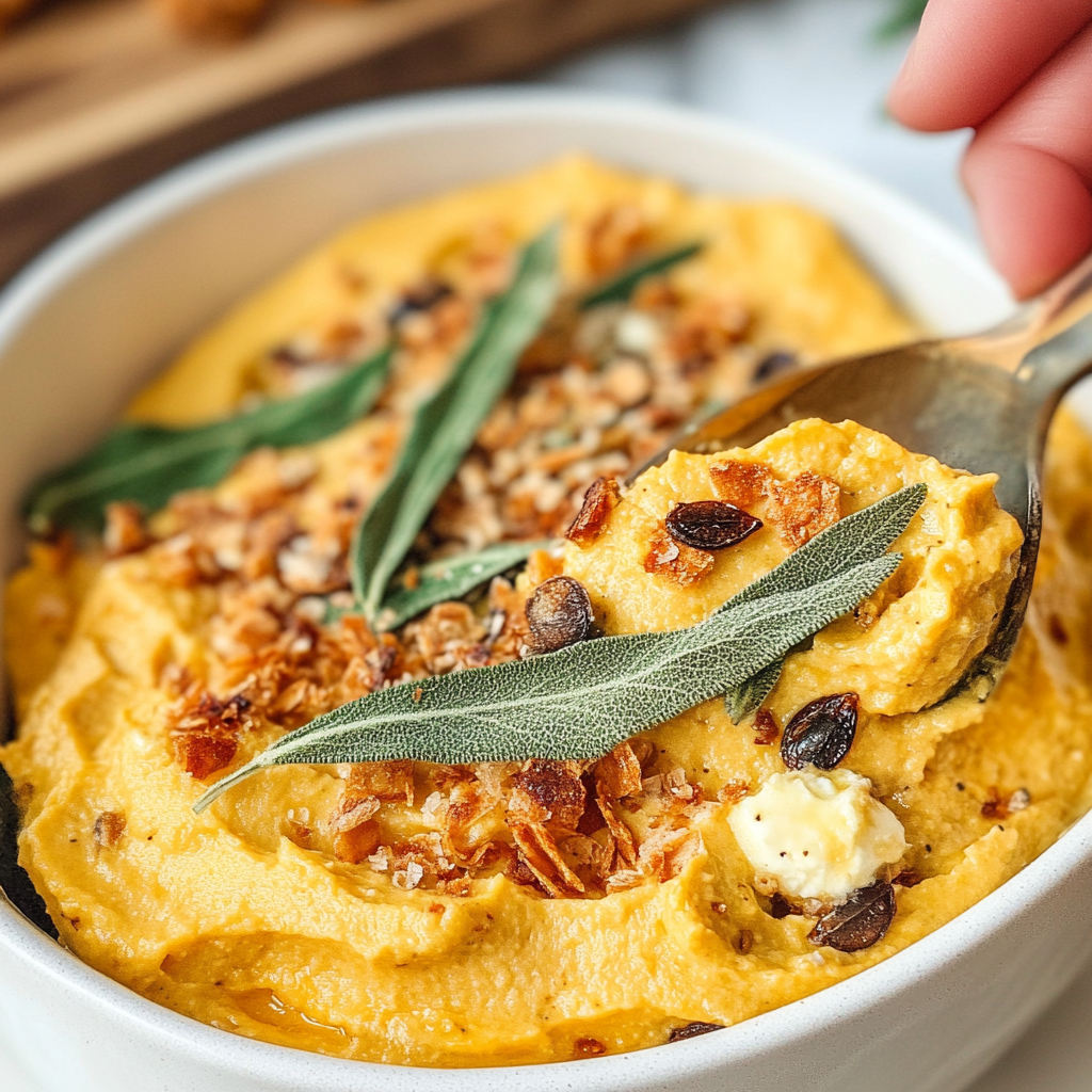 Pumpkin Whipped Feta Dip with Crispy Sage