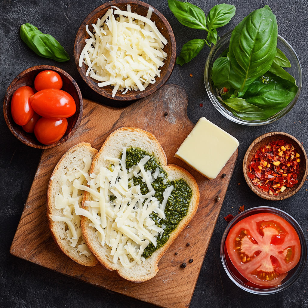Tomato Pesto Grilled Cheese Recipe ingredients