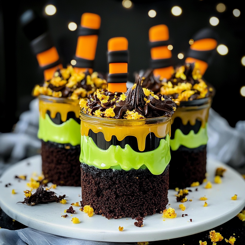 Witches Brew Halloween Cake Jars