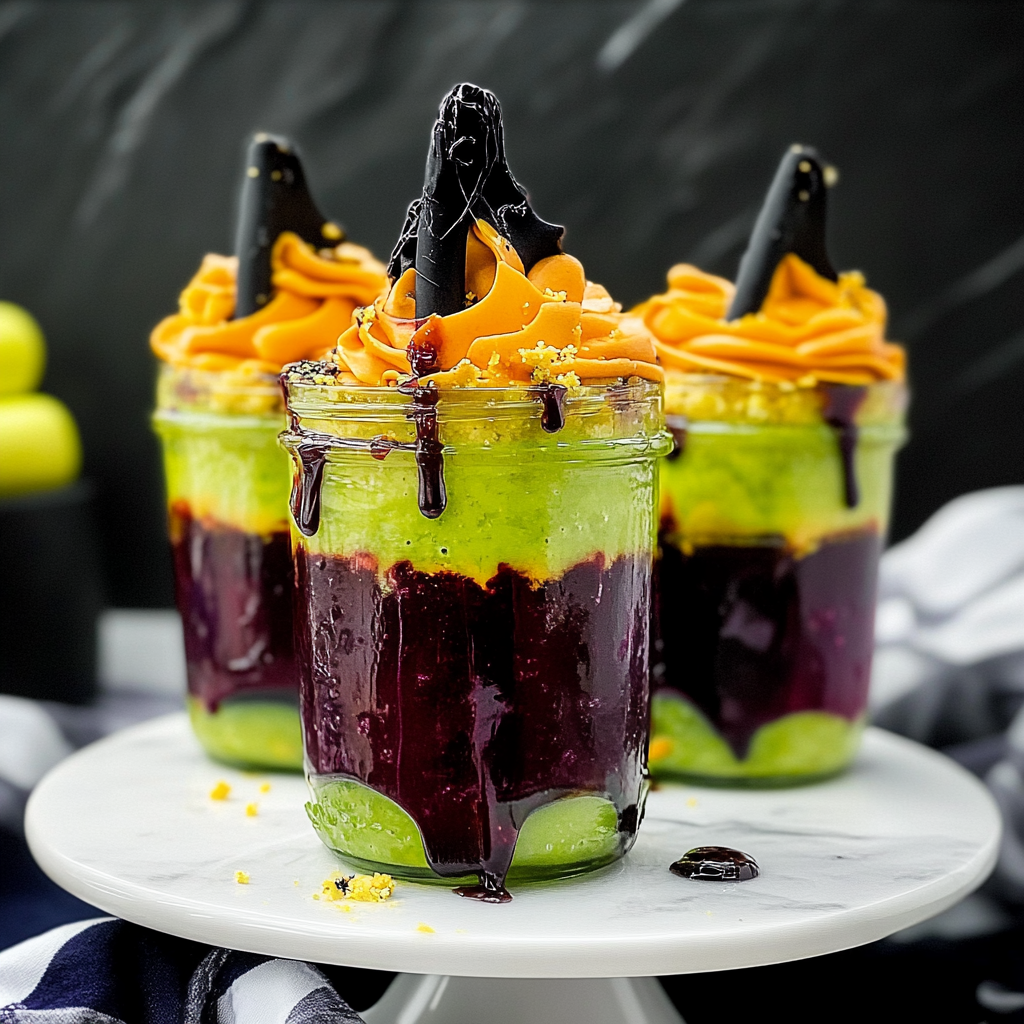 Witches Brew Halloween Cake Jars