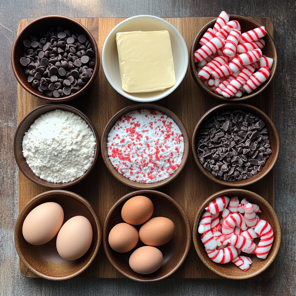 Chewy Double Chocolate Peppermint Cookies ingredients