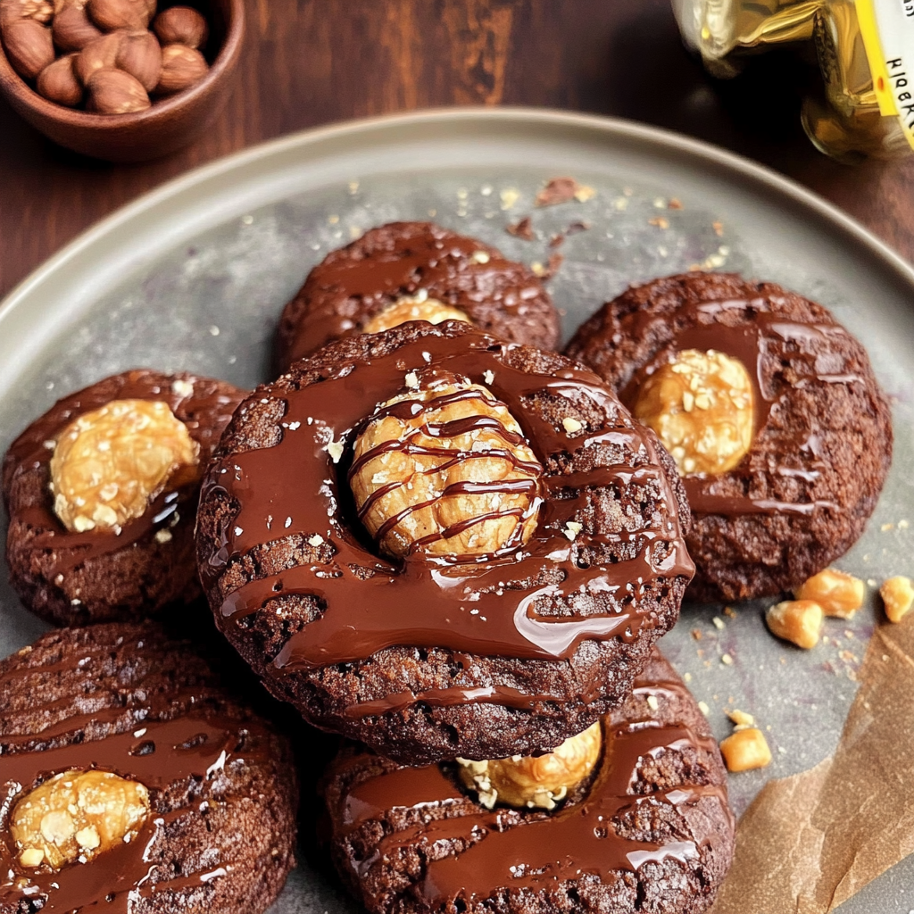 Chocolate Hazelnut Blossom Cookies