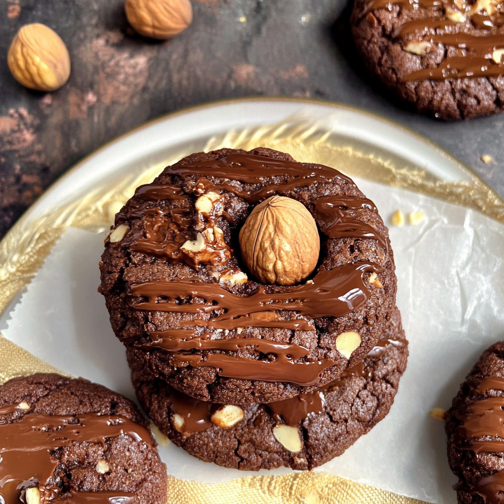 Chocolate Hazelnut Blossom Cookies