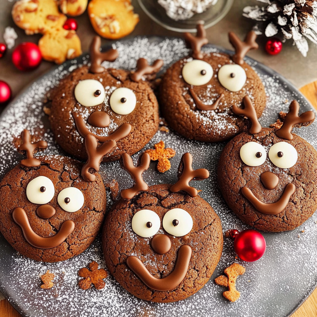 Chocolate Peanut Butter Reindeer Cookies