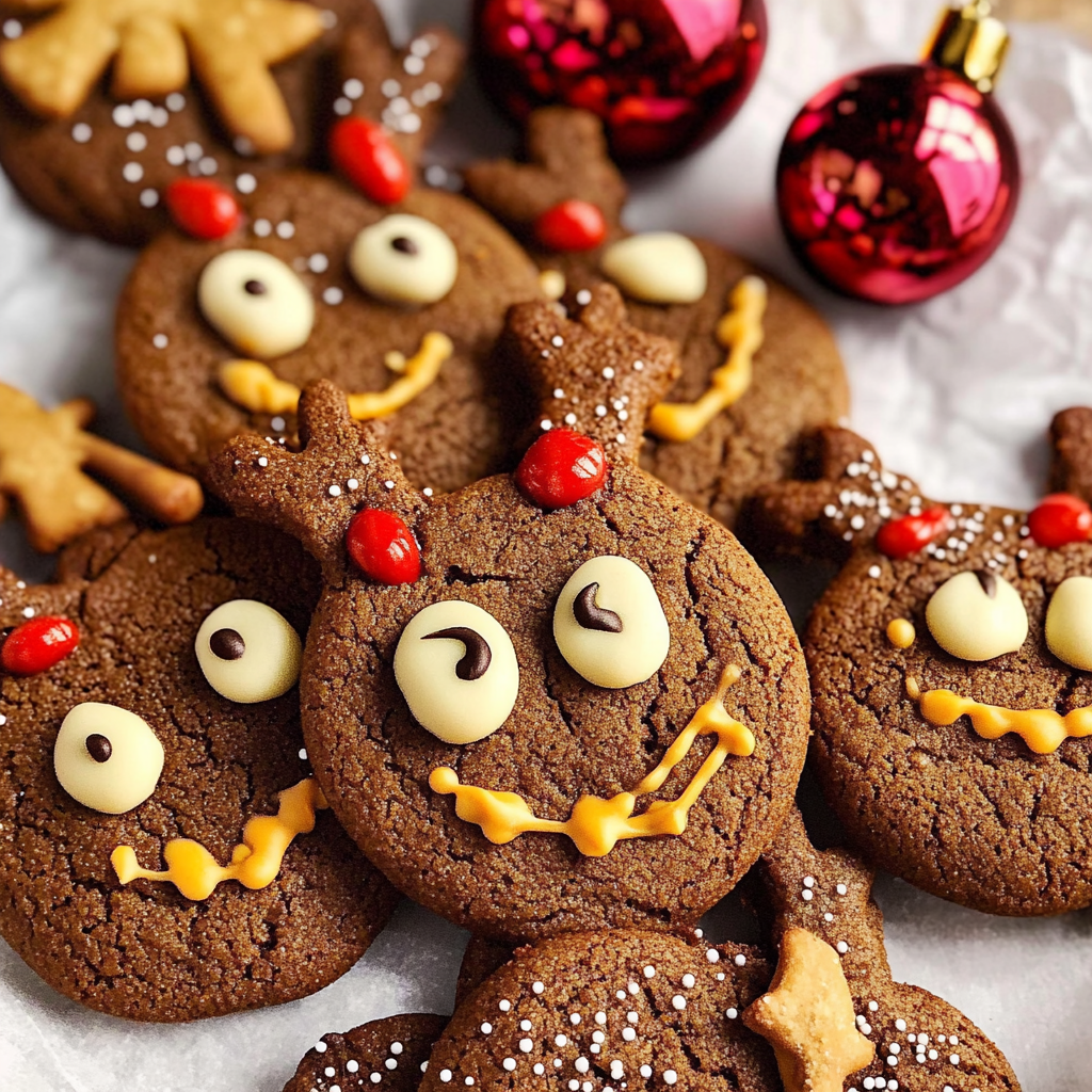 Chocolate Peanut Butter Reindeer Cookies