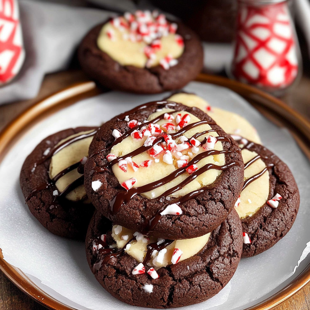 Chocolate Peppermint Thumbprint Cookies