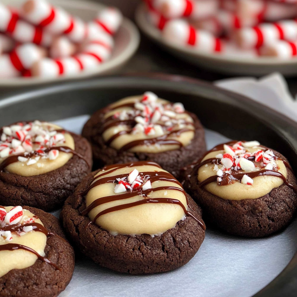 Chocolate Peppermint Thumbprint Cookies