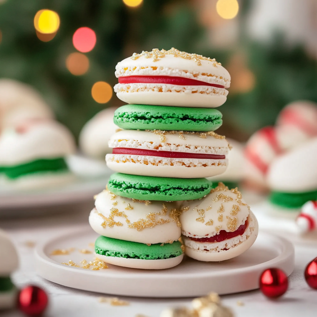 Christmas Tree Cake Macarons