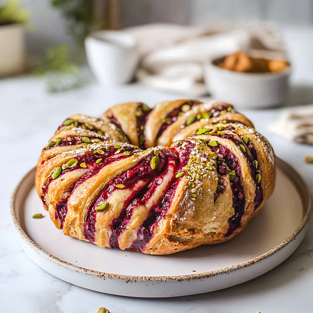 Cranberry Pistachio Babka Bread Wreath