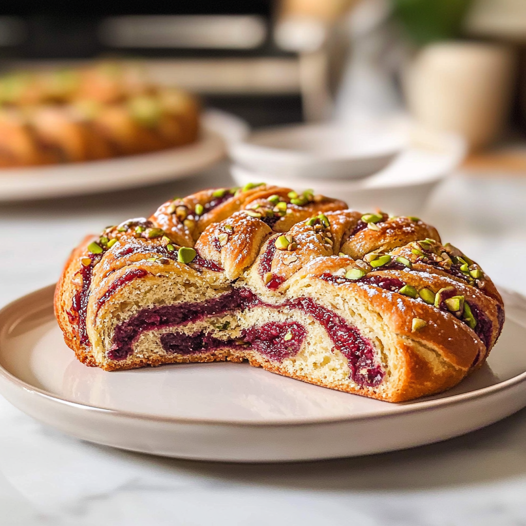 Cranberry Pistachio Babka Bread Wreath 3