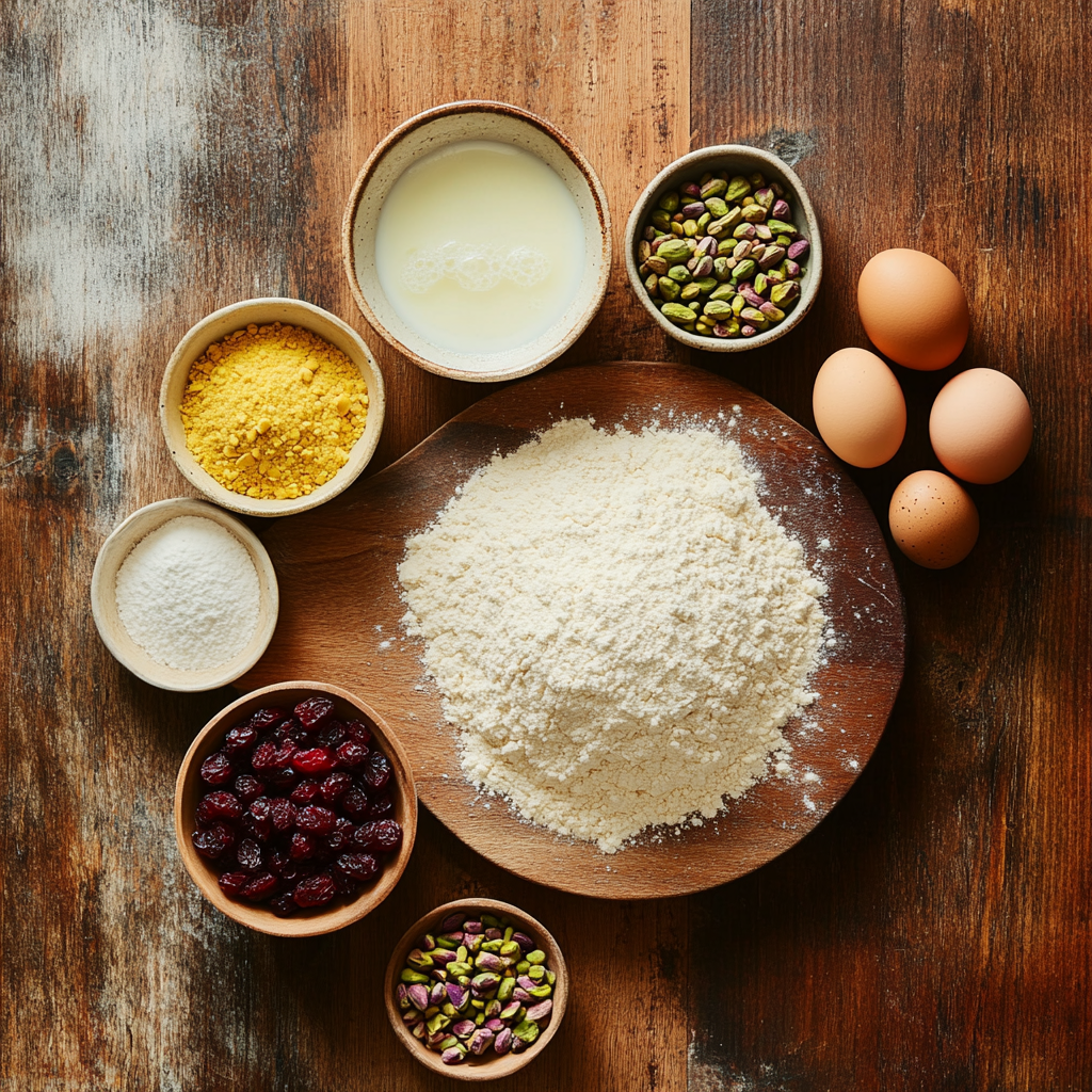 Cranberry Pistachio Babka Bread Wreath ingredients