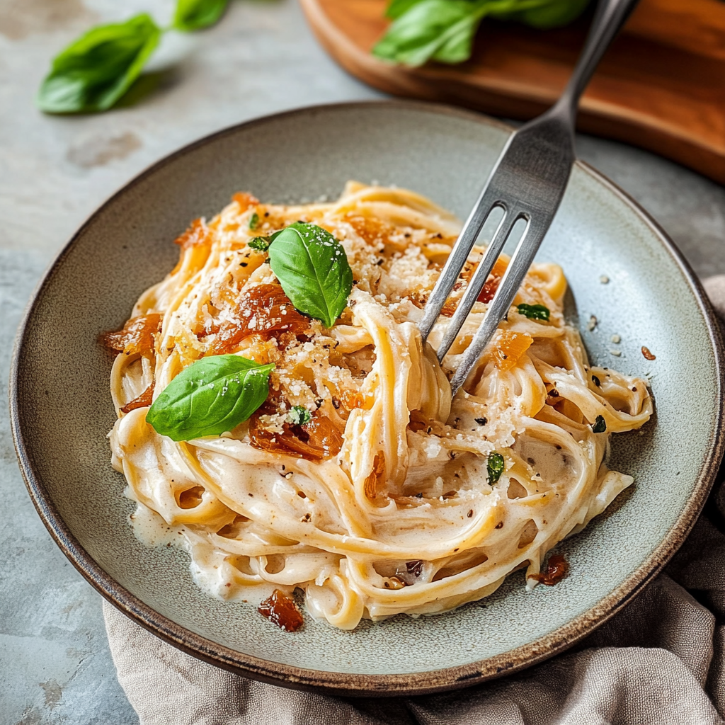 Creamy Caramelized Onion Pasta 1