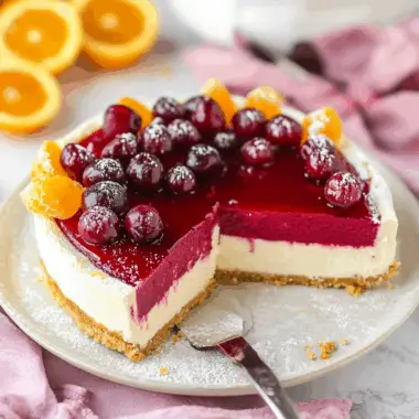 No Bake Cranberry Orange Cheesecake 2