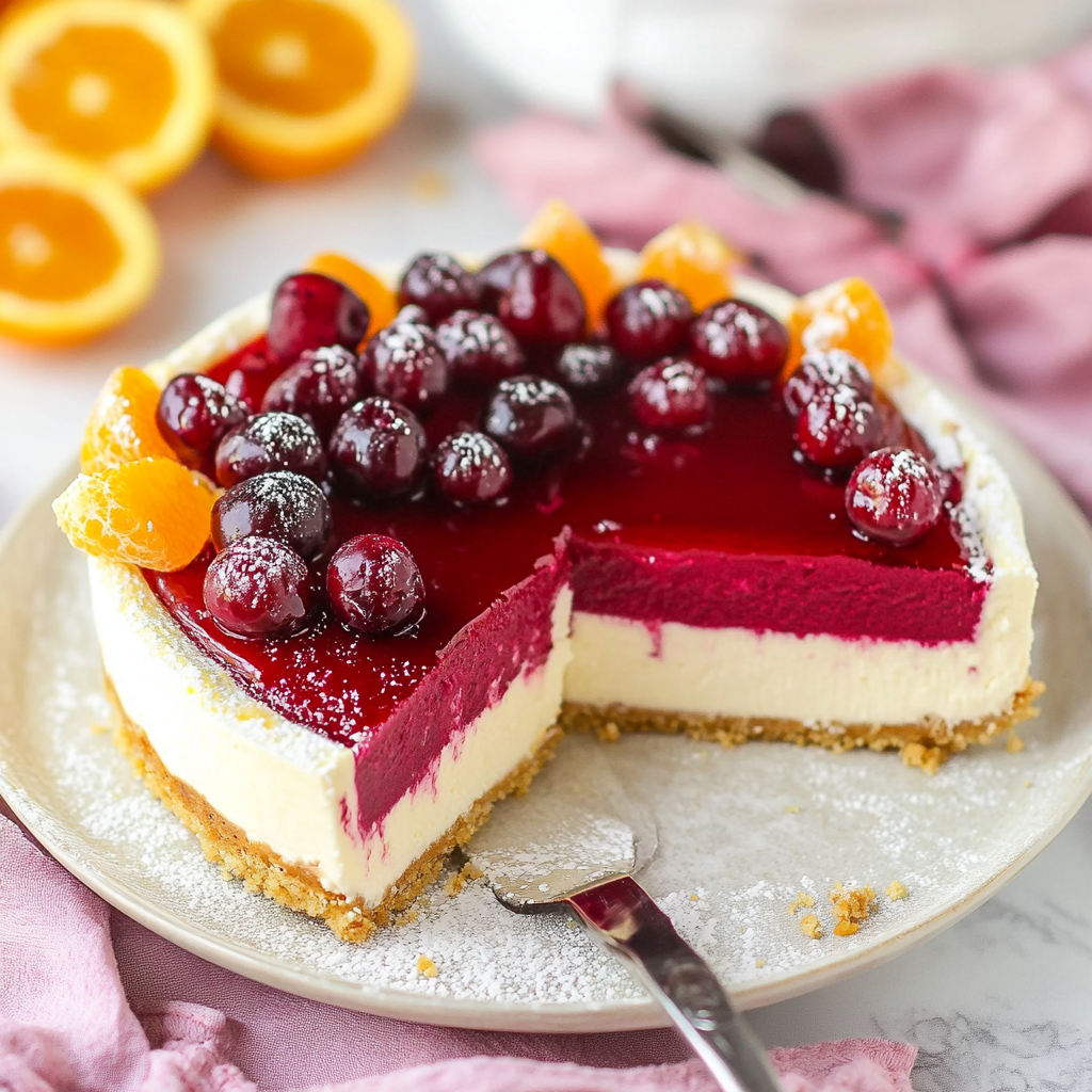 No Bake Cranberry Orange Cheesecake 2