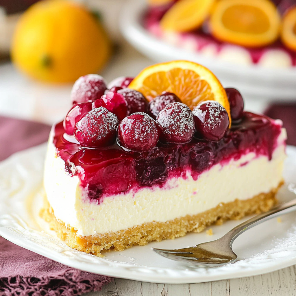 No Bake Cranberry Orange Cheesecake 3