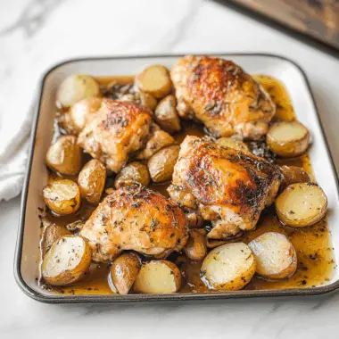 One Pan Garlic Roasted Chicken and Baby Potatoes 1