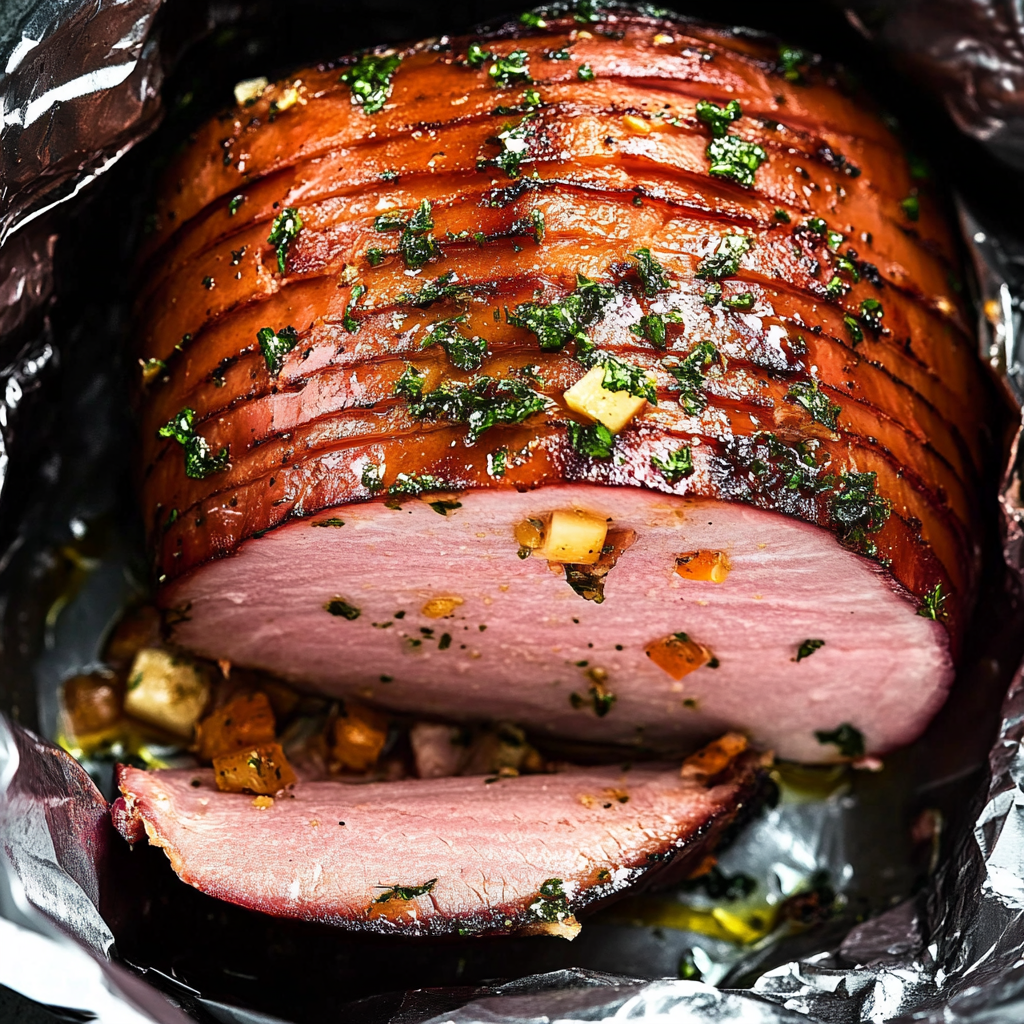 Air Fryer Ham with Garlic Butter