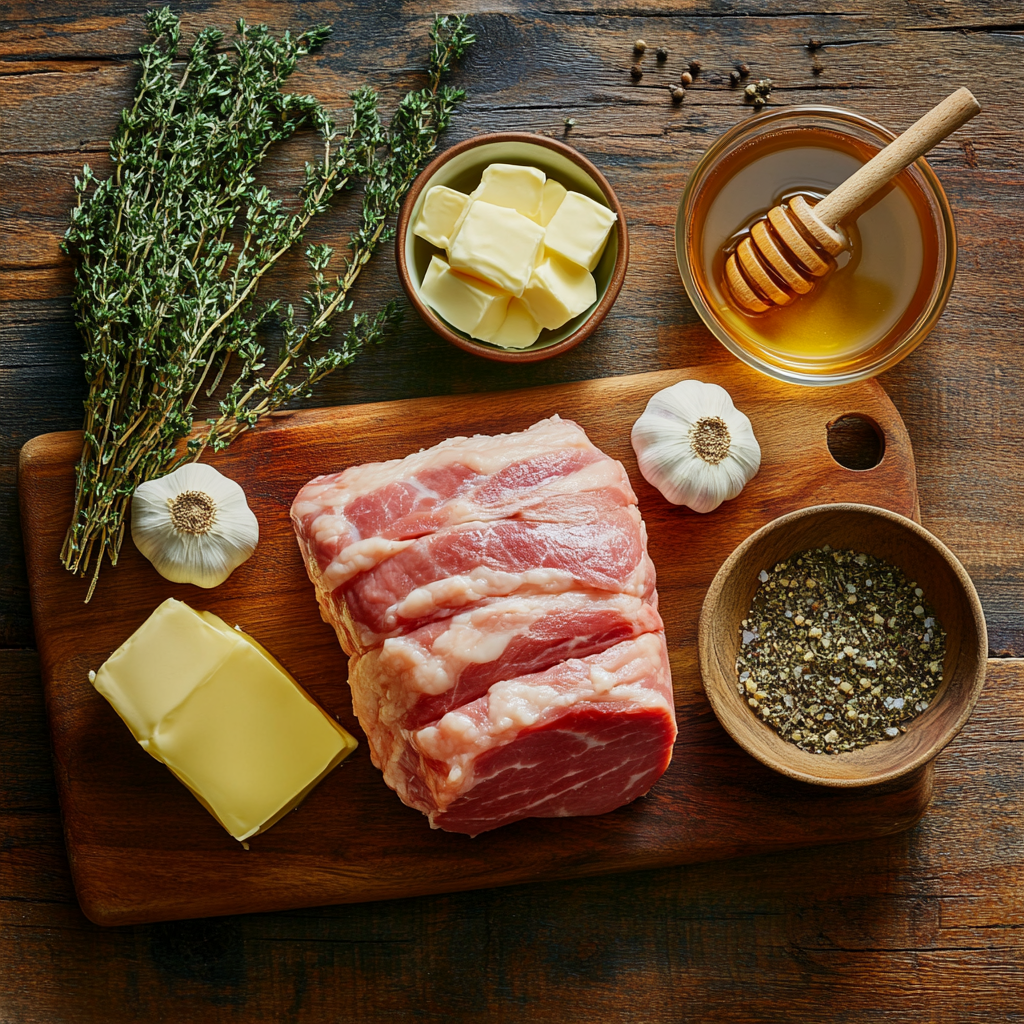 Air Fryer Ham with Garlic Butter ingredients