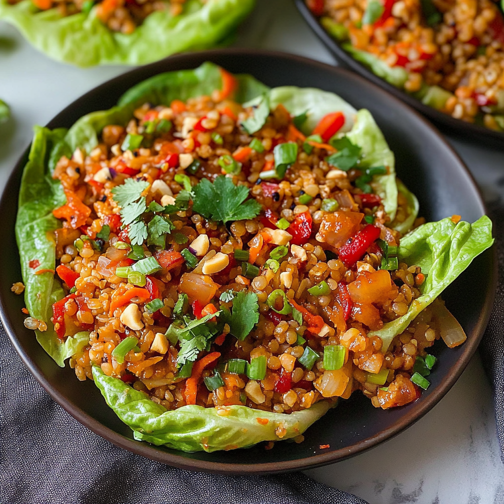 Asian Lentil Lettuce Wraps