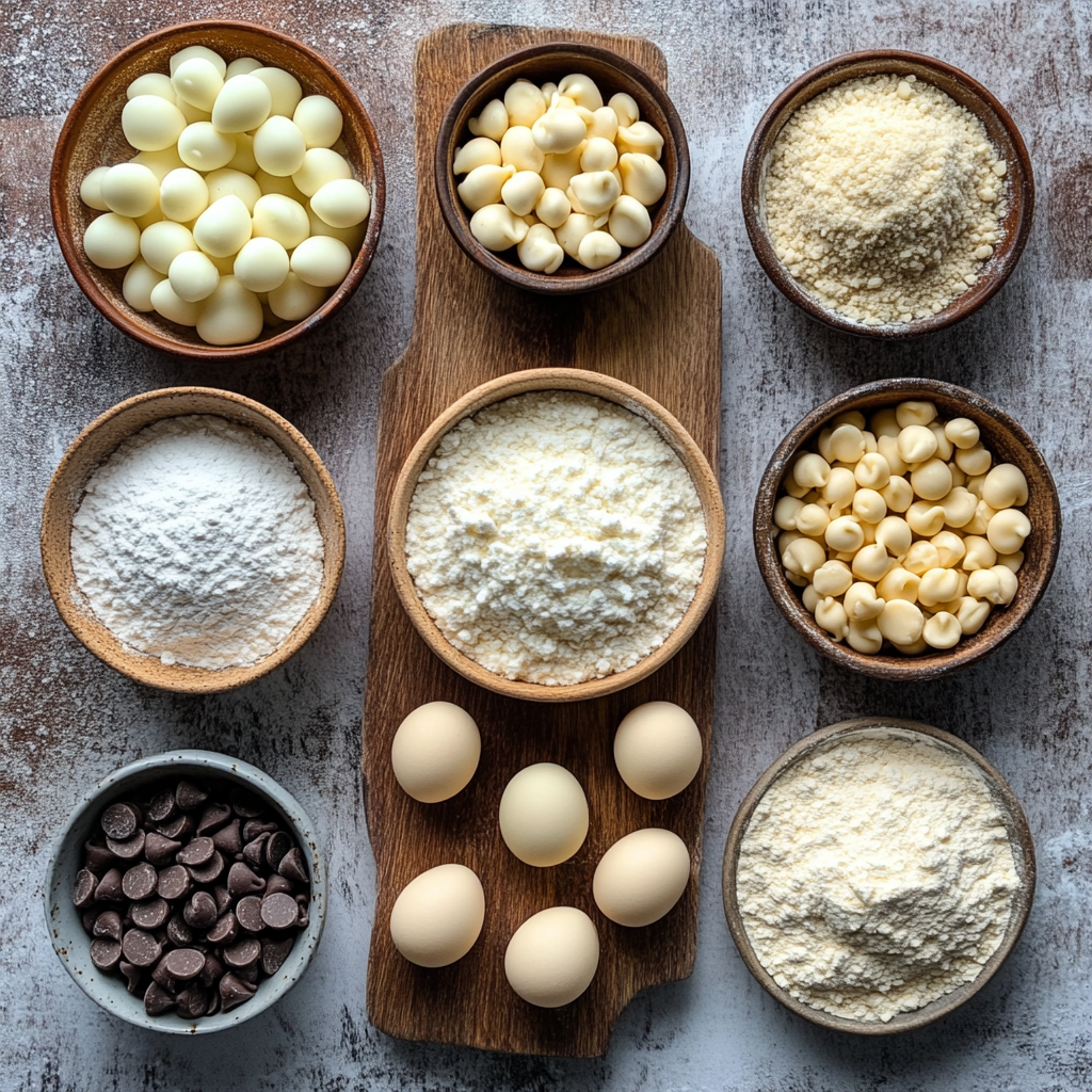 Brown Butter White Chocolate Macadamia Nut Cookies with Ginger ingredients