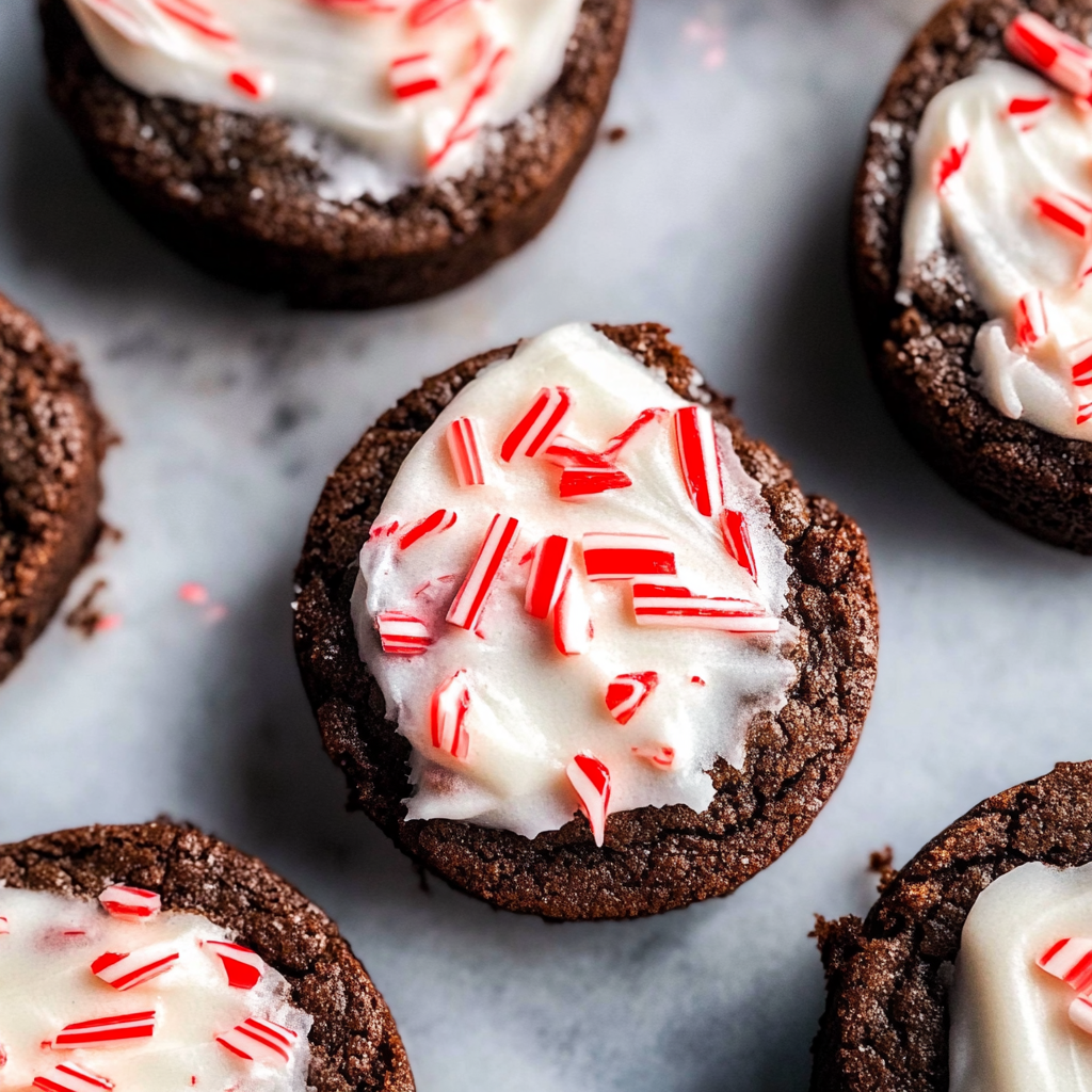 Frosted Peppermint Brownie Cookies