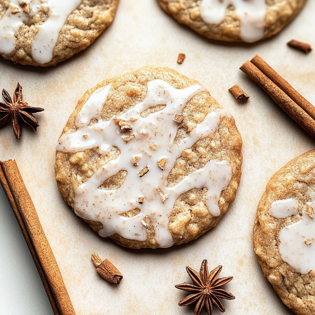 Iced Gingerbread Oatmeal Cookies