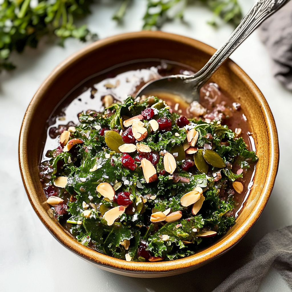 Kale Salad with Cranberries and Pistachios