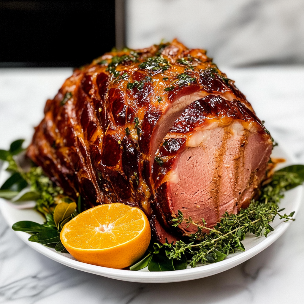 Perfectly Juicy Citrus Maple Glazed Ham 1