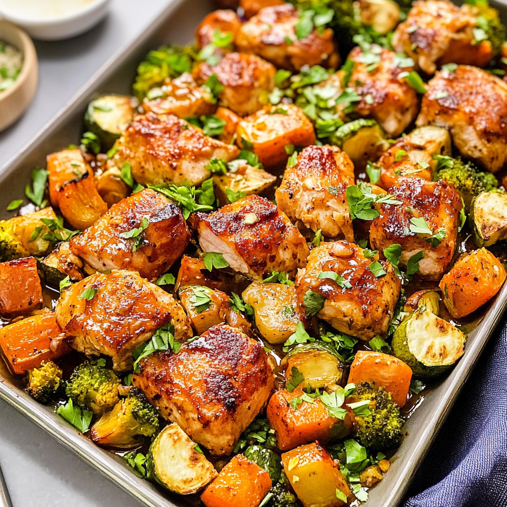 Sheet Pan Hot Honey Chicken w/ Veggies