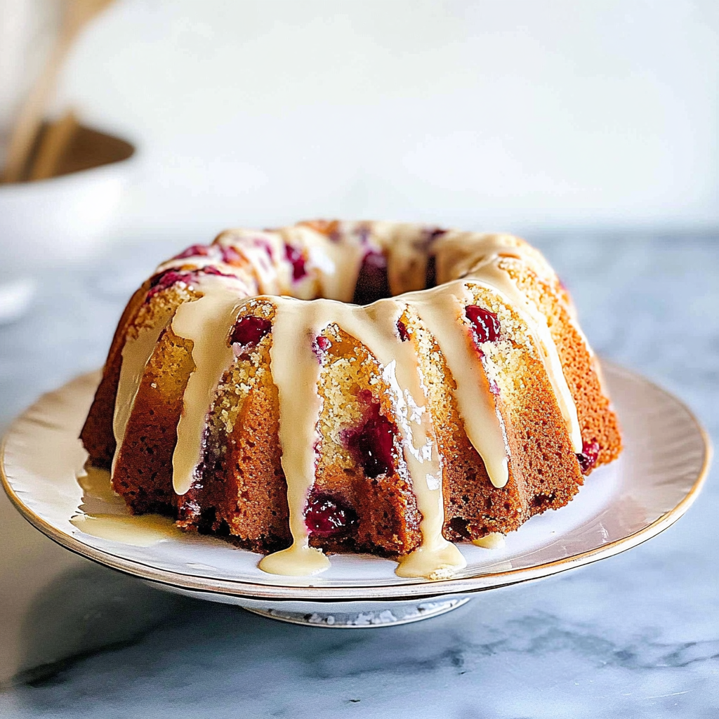 White Chocolate Raspberry Bundt Cake