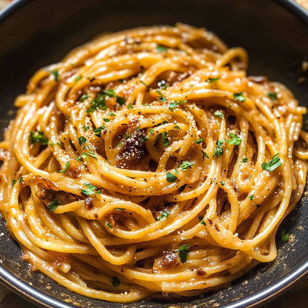 Caramelized Onion Pasta with Chili Oil