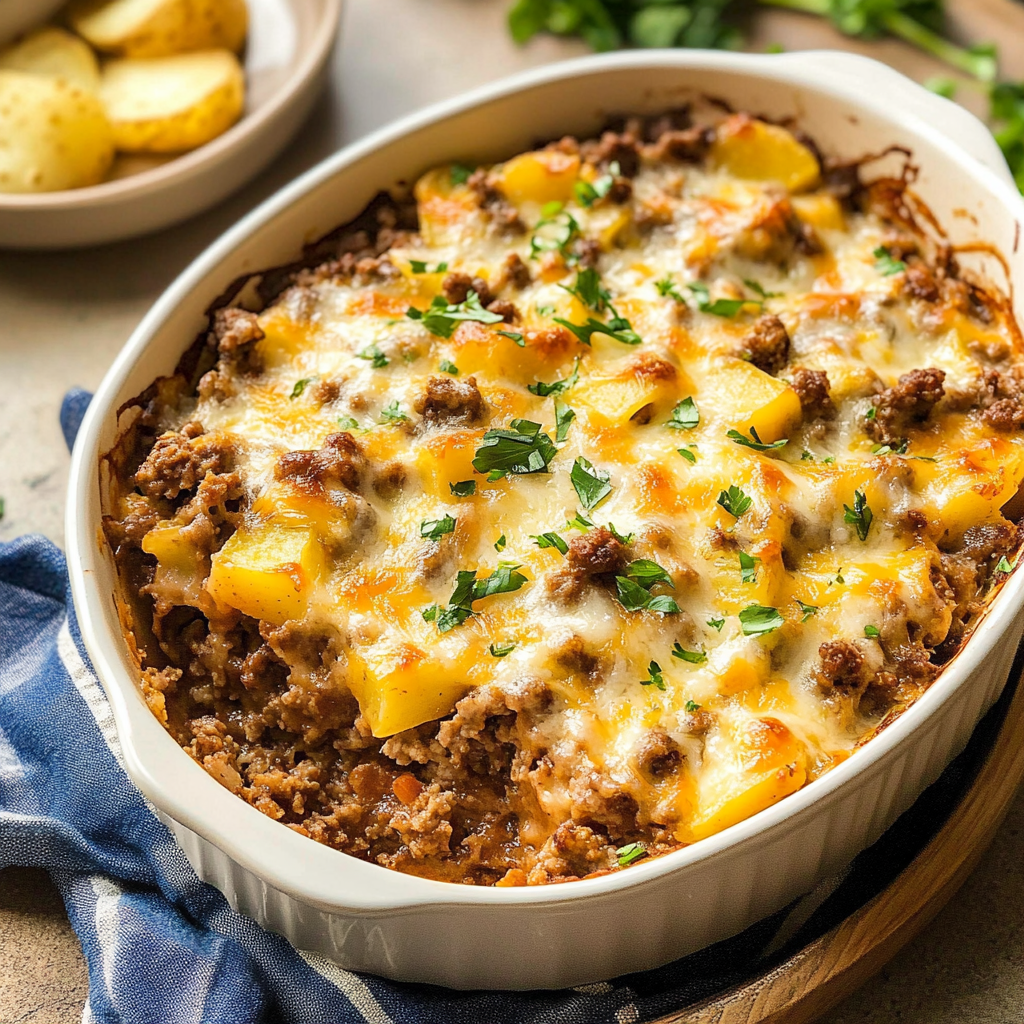 Cheesy Ground Beef and Potato Casserole