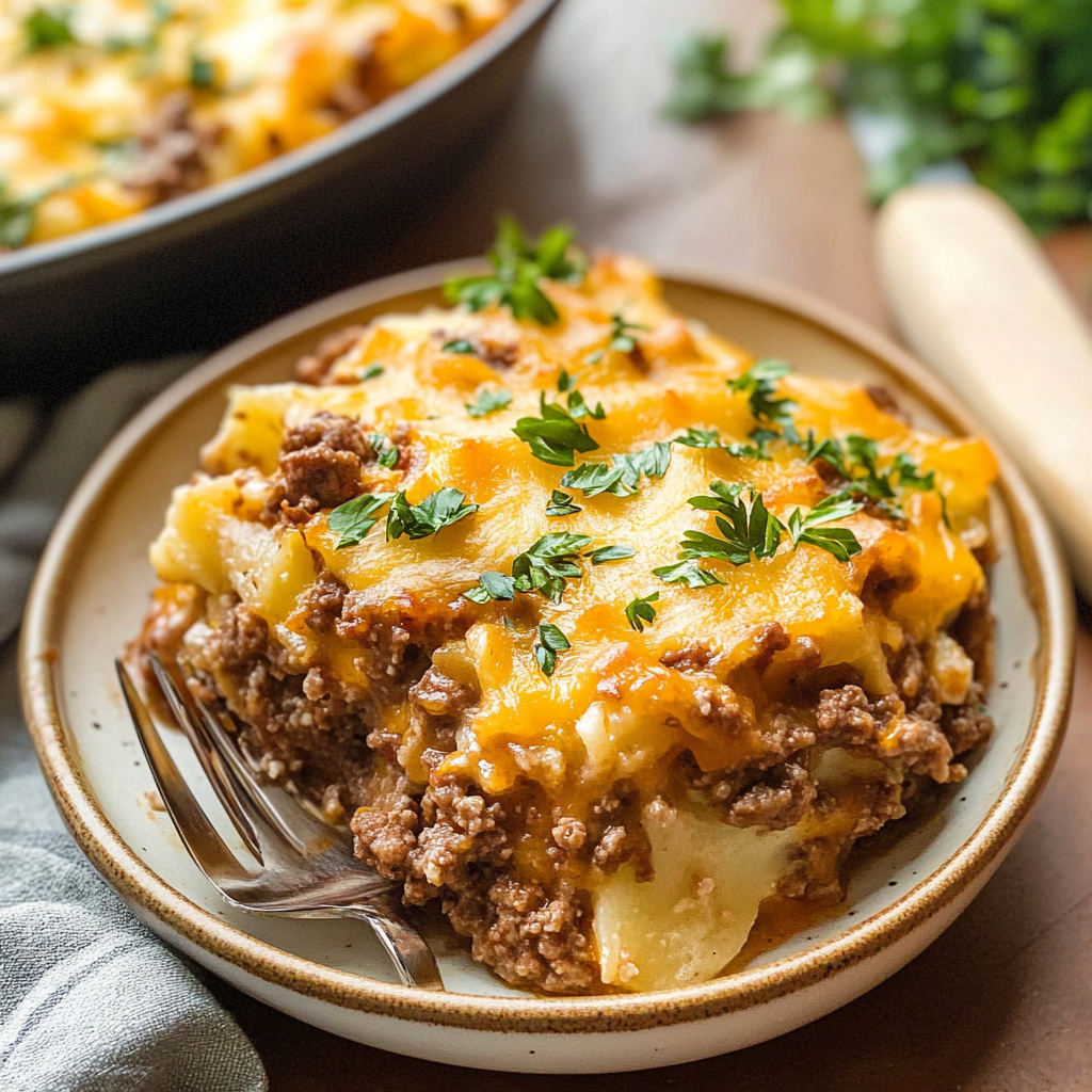 Cheesy Ground Beef and Potato Casserole
