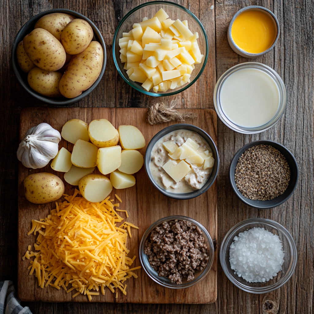 Cheesy Ground Beef and Potato Casserole ingredients